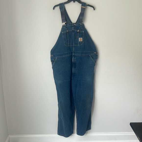 Carhartt Other - CARHARTT OVERSIZED LOOSE FIT DENIM BIB OVERALL size 46x30 !